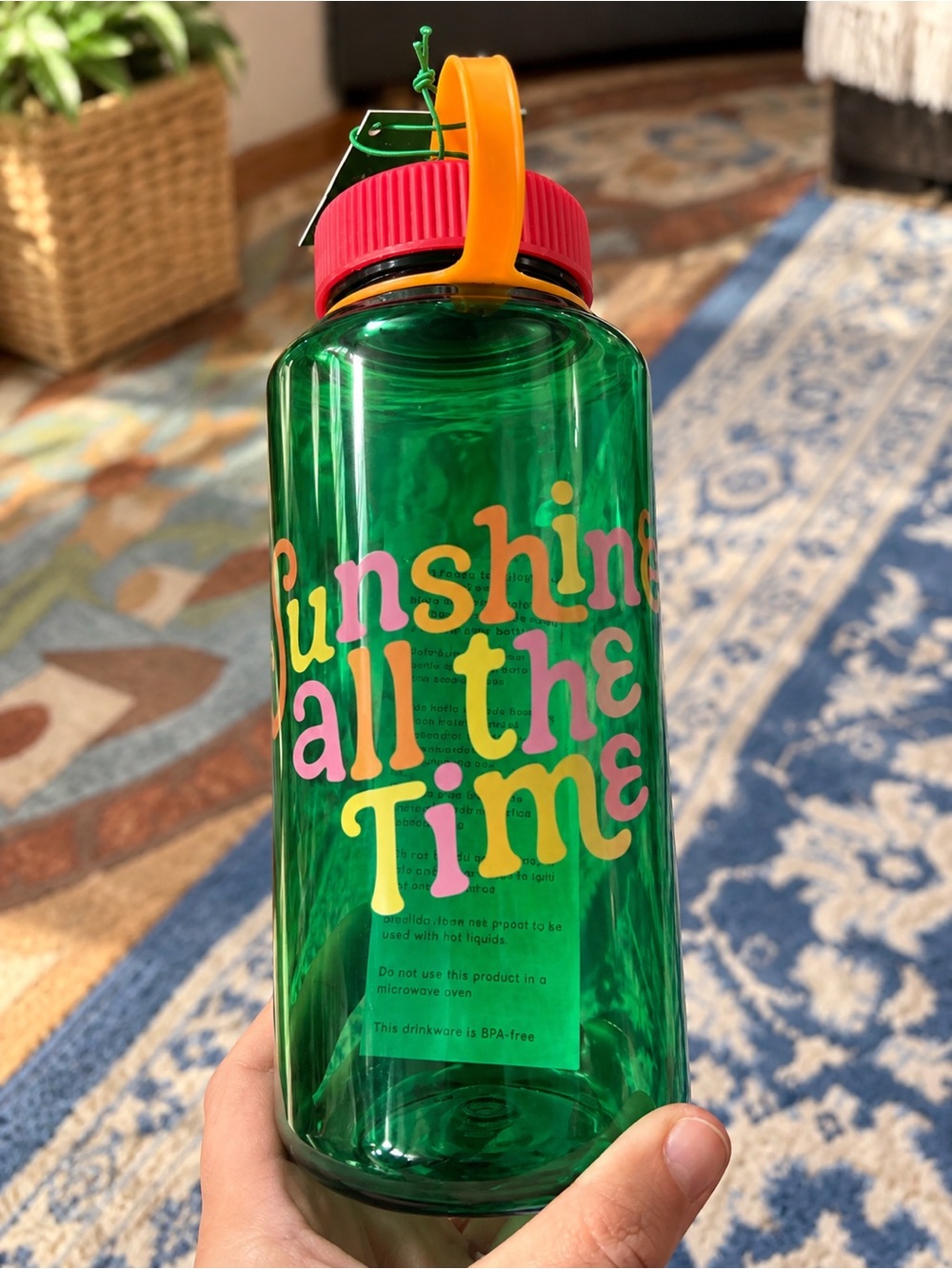 Green 'Sunshine All The Time' Reusable Water Bottle - Unbranded